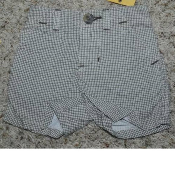 Infant Shorts Sonoma 0/3 months 2 Pc Blue & Brown Checked 1/2 Elastic Waist Boy - Picture 2 of 5